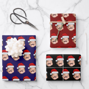 Santa Hat Baby Christmas Gift Wrap, Baby Face Wrapping Paper Sheet