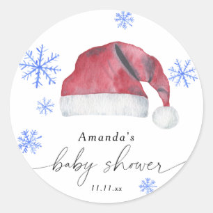 Santa Hat - baby shower  Classic Round Sticker