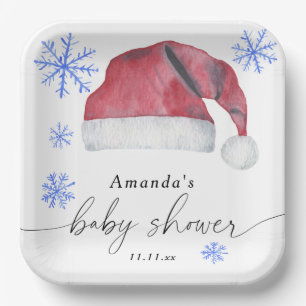Santa Hat - baby shower  Paper Plate