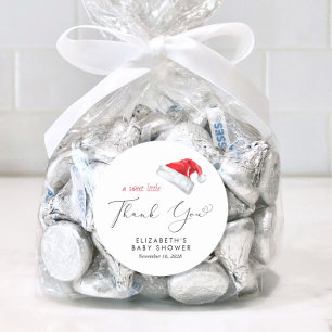 Santa Hat Baby Shower Thank You Classic Round Sticker