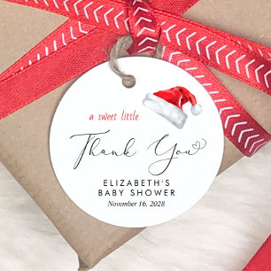 Santa Hat Baby Shower Thank You Favour Tags