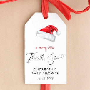 Santa Hat Baby Shower Thank You Gift Tags