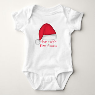 Santa Hat Baby T Shirt Personalised