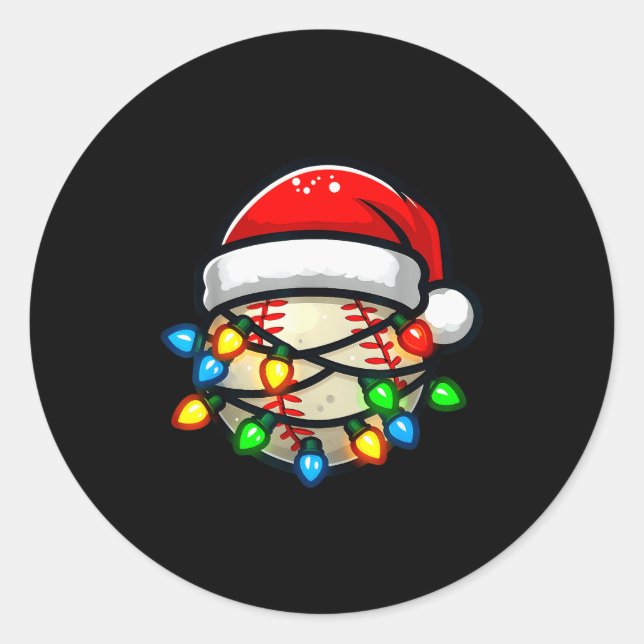 Santa Hat Baseball Toddler Kids Christmas Lights X Classic Round Sticker (Front)
