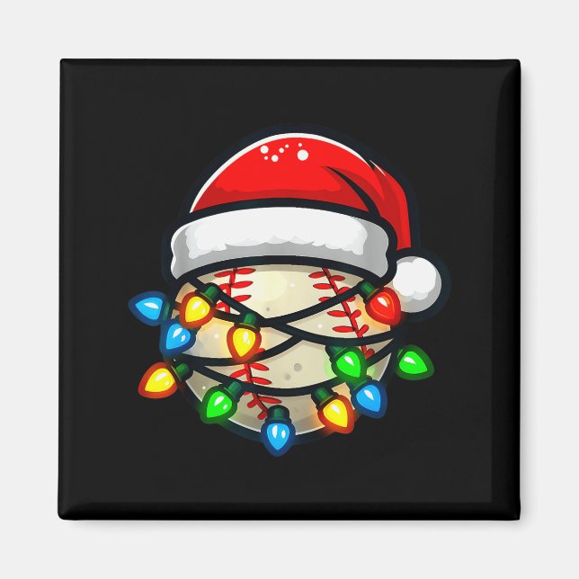 Santa Hat Baseball Toddler Kids Christmas Lights X Magnet (Front)