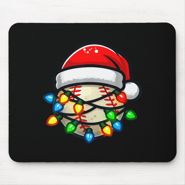 Santa Hat Baseball Toddler Kids Christmas Lights X Mouse Mat (Front)