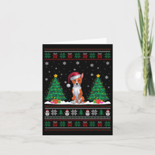 Santa Hat Basenji Dog Christmas Tree Lights Ugly S Card