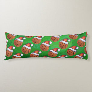 Santa Hat Basketball on Green Body Cushion