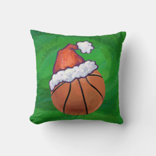Santa Hat Basketball on Green Cushion