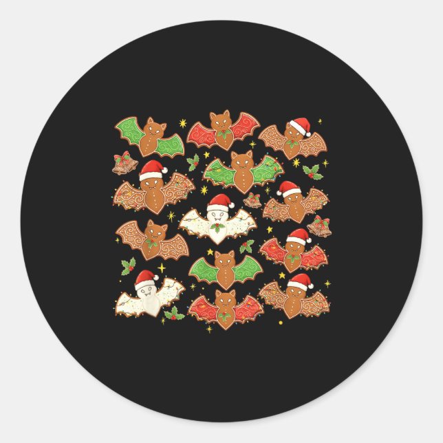 Santa Hat Bat Soky Christmas Gingerbread Bats Xmas Classic Round Sticker (Front)