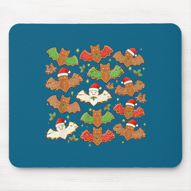 Santa Hat Bat Soky Christmas Gingerbread Bats Xmas Mouse Mat (Front)