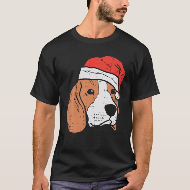 Santa Hat Beagle Pajamas Christmas Xmas Pjs Dog Lo T-Shirt (Front)