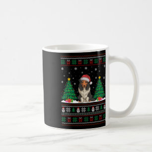 Santa Hat Bearded Collie Dog Xmas Tree Lights Ugly Coffee Mug