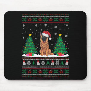 Santa Hat Belgian Malinois Dog Xmas Tree Lights Ug Mouse Mat