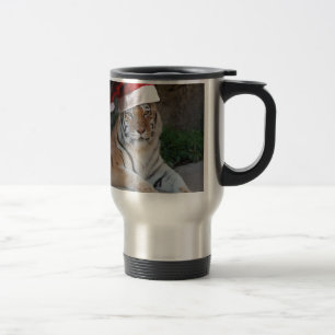 Santa Hat Bengal Tiger Travel Mug