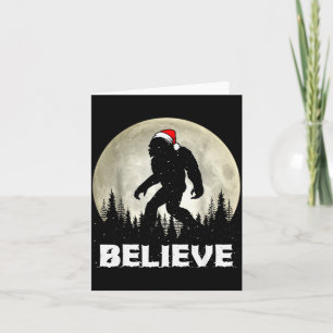 Santa Hat Bigfoot Believe Christmas Lights Rock Sa Card