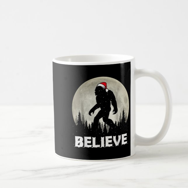Santa Hat Bigfoot Believe Christmas Lights Rock Sa Coffee Mug (Right)