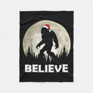 Santa Hat Bigfoot Believe Christmas Lights Rock Sa Fleece Blanket