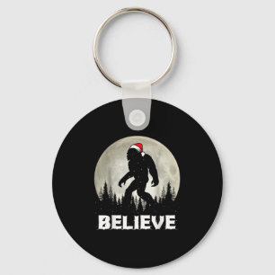 Santa Hat Bigfoot Believe Christmas Lights Rock Sa Key Ring