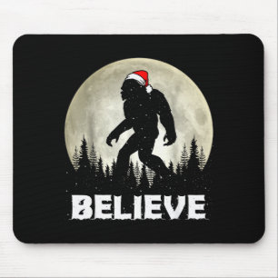 Santa Hat Bigfoot Believe Christmas Lights Rock Sa Mouse Mat