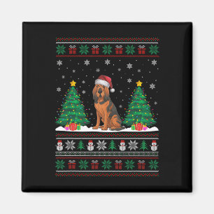 Santa Hat Bloodhound Dog Christmas Tree Lights Ugl Magnet