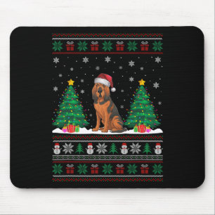 Santa Hat Bloodhound Dog Christmas Tree Lights Ugl Mouse Mat