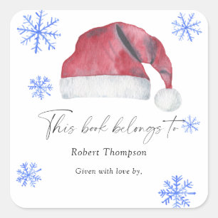 Santa hat - bookplate square sticker