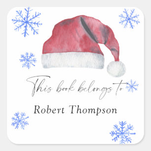 Santa hat - bookplate square sticker