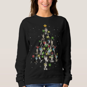 Santa Hat Border Collie Christmas Tree Lights Xmas Sweatshirt