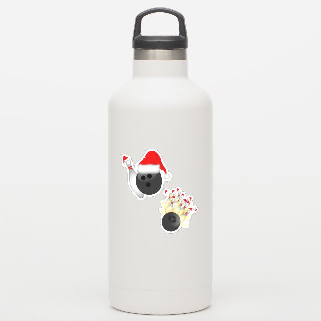 Santa Hat Bowling Ball Pins Christmas (Waterbottle)