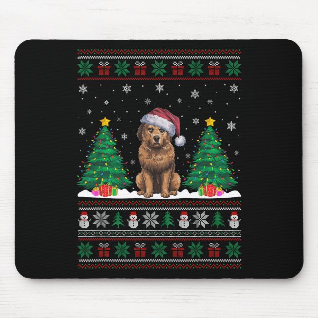 Santa Hat Briard Dog Christmas Tree Lights Ugly Sw Mouse Mat (Front)