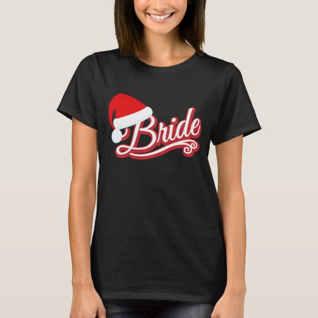 Santa Hat Bride T-Shirt black (Front)