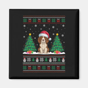 Santa Hat Brittany Spaniel Dog Xmas Tree Lights Ug Magnet