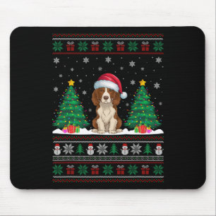 Santa Hat Brittany Spaniel Dog Xmas Tree Lights Ug Mouse Mat