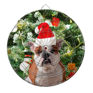 Santa Hat Bulldog Christmas Tree Snowman Gift Box Dartboard