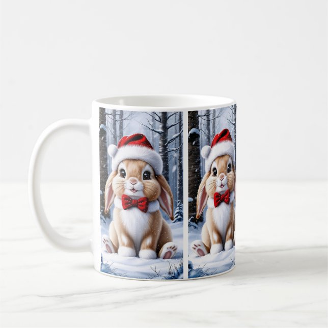 Santa Hat Bunny Mug (Left)