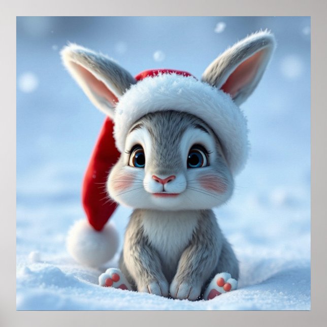 Santa Hat Bunny Poster (Front)
