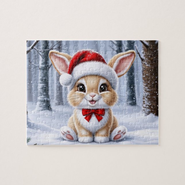 Santa Hat Bunny Puzzle (Horizontal)