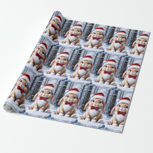 Santa Hat Bunny Wrapping Paper