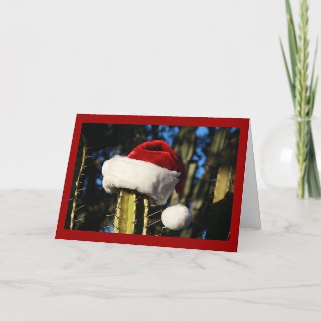 Santa hat cactus holiday card (Front)