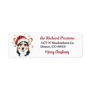 Santa Hat Cardigan Welsh Corgi Return Address