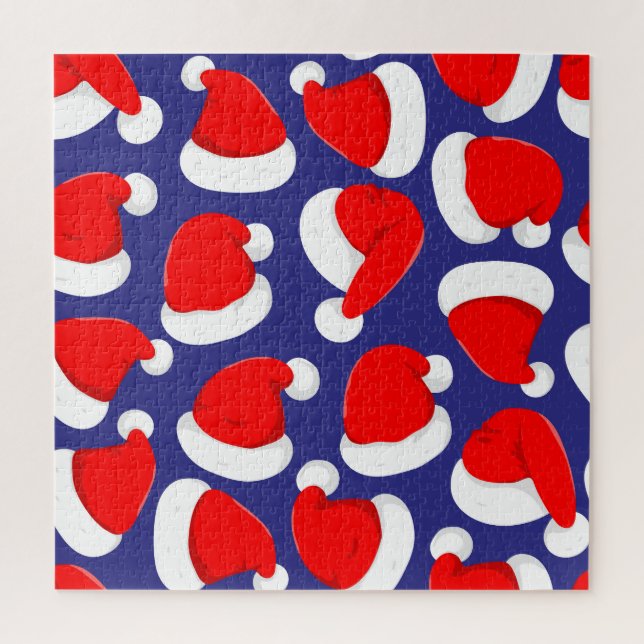 Santa Hat Cartoon Seamless Background Jigsaw Puzzle (Vertical)