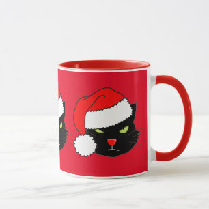 Santa Hat Cat Mug