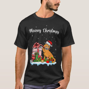 Santa Hat Cat Xmas For Girls Kids Meowy Cat Chris T-Shirt