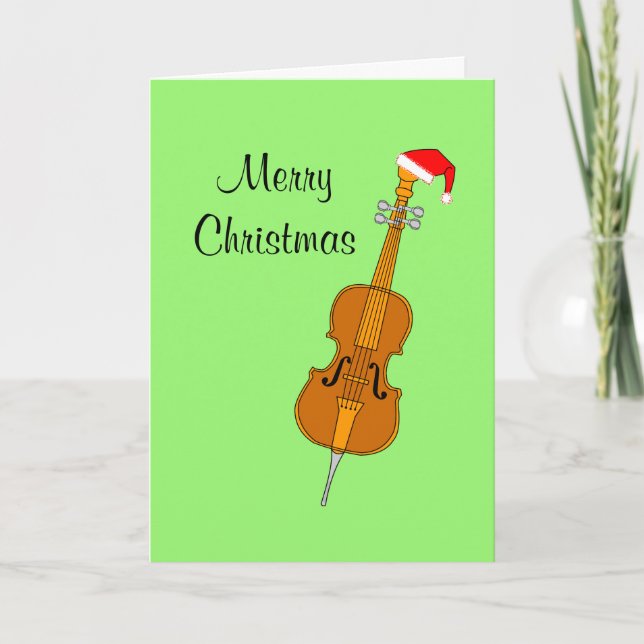 Santa Hat Cello Christmas Card (Front)