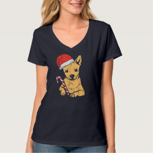 Santa Hat Chihuahua Chiwawa Dog Christmas Xmas T-Shirt