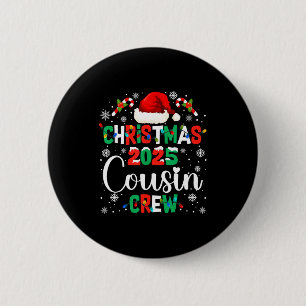 Santa Hat Christmas 2025 Cousin Crew Xmas Matching 6 Cm Round Badge