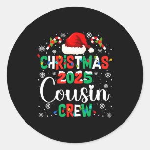 Santa Hat Christmas 2025 Cousin Crew Xmas Matching Classic Round Sticker
