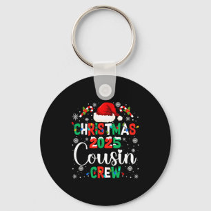 Santa Hat Christmas 2025 Cousin Crew Xmas Matching Key Ring