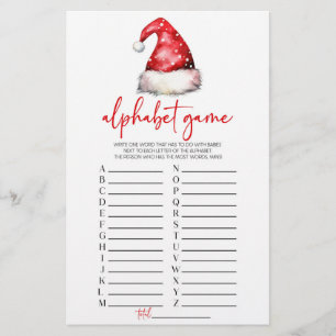 Santa Hat Christmas Alphabet Baby Shower Game Stationery